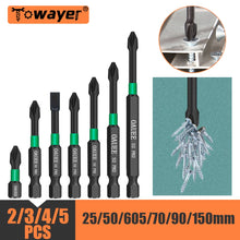 Load image into Gallery viewer, 1/2/3/6pcs Magnetic Batch Head Impact Strong Cross High Hardness 25/50/65/70/90mm Anti Non-slip WaterProof PH2 Screwdriver Set
