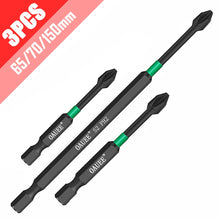 Load image into Gallery viewer, 1/2/3/6pcs Magnetic Batch Head Impact Strong Cross High Hardness 25/50/65/70/90mm Anti Non-slip WaterProof PH2 Screwdriver Set
