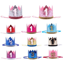 Load image into Gallery viewer, 1/2/3 Birthday Hat Baby Shower Decorative Caps Headband Happy Birthday Baby Princess Crown 1st 2nd 3rd Year Old Kids Hairwear
