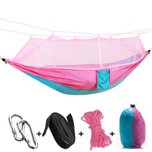 Load image into Gallery viewer, 1-2 Person Outdoor Mosquito Net Parachute Hammock Camping Hanging Sleeping Bed Swing Portable  Double  Chair Hamac Army Green
