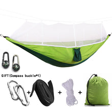 Load image into Gallery viewer, 1-2 Person Portable Outdoor Camping Hammock with Mosquito Net High Strength Parachute Fabric Hanging Bed Hunting Sleeping Swing
