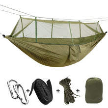 Load image into Gallery viewer, 1-2 Person Portable Outdoor Camping Hammock with Mosquito Net High Strength Parachute Fabric Hanging Bed Hunting Sleeping Swing
