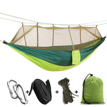 Load image into Gallery viewer, 1-2 Person Portable Outdoor Camping Hammock with Mosquito Net High Strength Parachute Fabric Hanging Bed Hunting Sleeping Swing
