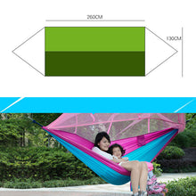 Load image into Gallery viewer, 1-2 Person Portable Outdoor Camping Hammock with Mosquito Net High Strength Parachute Fabric Hanging Bed Hunting Sleeping Swing
