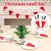 Load image into Gallery viewer, 1/5/10pcs Christmas Fork Knife Cutlery Holder Bag Pocket Red Santa Hat Spoon Tableware Storage Bag for Dinner Table Decor
