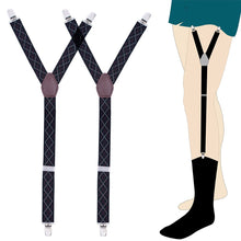 Load image into Gallery viewer, 1 Pair Men Shirt Stay Adjustable Shirts Holder Y Shape Leg Thigh Suspender with Non-slip Locking Clips Men Tucker Garters Strap
