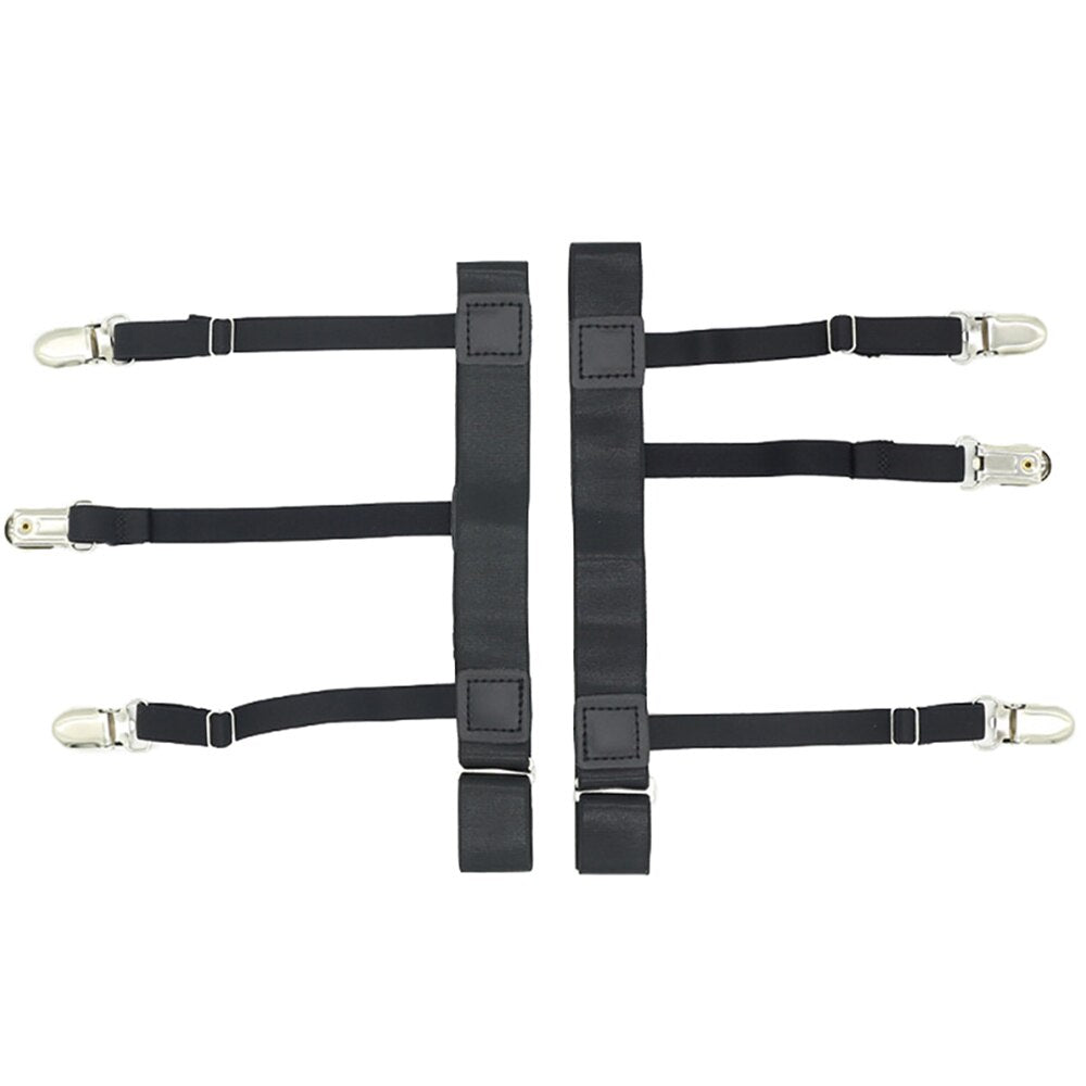 1 Pair Men Shirt Stay Belt with Non-slip Locking Clips Adjustable Lock Tirant Shirts Tucker Leg Thigh Suspender Garters Strap