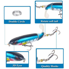 Load image into Gallery viewer, 1 Pcs 10cm/14cm Topwater Fishing Lure Whopper Popper Artificial Bait Hard Plopper Soft Rotating Tail Fishing Tackle Fishing Bait
