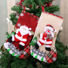 Load image into Gallery viewer, 1 pcs Christmas Stockings Socks with Snowman Santa Elk Bear Printing Xmas Candy Gift Bag Fireplace Xmas Tree Decoration
