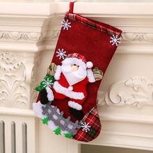 Load image into Gallery viewer, 1 pcs Christmas Stockings Socks with Snowman Santa Elk Bear Printing Xmas Candy Gift Bag Fireplace Xmas Tree Decoration
