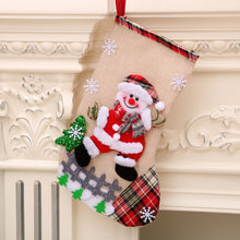 Load image into Gallery viewer, 1 pcs Christmas Stockings Socks with Snowman Santa Elk Bear Printing Xmas Candy Gift Bag Fireplace Xmas Tree Decoration
