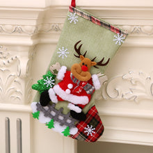 Load image into Gallery viewer, 1 pcs Christmas Stockings Socks with Snowman Santa Elk Bear Printing Xmas Candy Gift Bag Fireplace Xmas Tree Decoration
