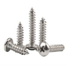 Load image into Gallery viewer, 10-100pcs M1 M1.2 M1.4 M1.7 M2 M2.3 M2.6 M3  M4 M5 M6  Stainless steel Cross recessed round pan head tapping  Wood SCREW
