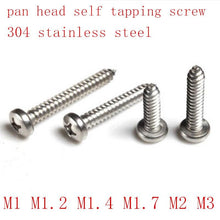 Load image into Gallery viewer, 10-100pcs M1 M1.2 M1.4 M1.7 M2 M2.3 M2.6 M3  M4 M5 M6  Stainless steel Cross recessed round pan head tapping  Wood SCREW
