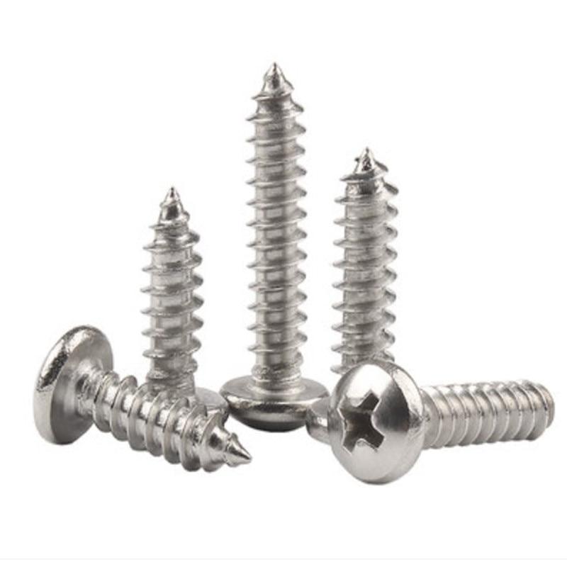 10-100pcs M1 M1.2 M1.4 M1.7 M2 M2.3 M2.6 M3  M4 M5 M6  Stainless steel Cross recessed round pan head tapping  Wood SCREW