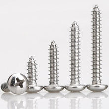 Load image into Gallery viewer, 10-100pcs M1 M1.2 M1.4 M1.7 M2 M2.3 M2.6 M3  M4 M5 M6  Stainless steel Cross recessed round pan head tapping  Wood SCREW
