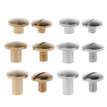 Load image into Gallery viewer, 10 Pairs Brass Chicago  Posts Belt Button for Leather Bookbinding Crafts
