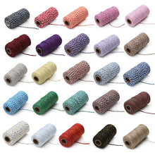 Load image into Gallery viewer, 100m/roll 2ply Bakers Twine String Cotton Cords Rope for Home Decor Handmade Christmas Gift Packing Craft DIY wrapping gift
