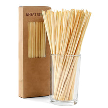 Load image into Gallery viewer, 100pcs Disposable Drinking Straws Eco-friendly Biodegradable Straws Natural Wheat Straws for Cocktail Bar Milk Tea Kitchenware
