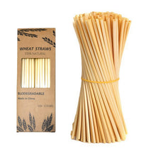 Load image into Gallery viewer, 100pcs Disposable Drinking Straws Eco-friendly Biodegradable Straws Natural Wheat Straws for Cocktail Bar Milk Tea Kitchenware
