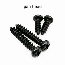 Load image into Gallery viewer, 100pcs M1 M1.2 M1.4 M1.7 M2 M2.6 M3 M3.5 Black Steel Mini Micro Phillips Flat Countersunk Round Pan Head Self tapping Wood Screw
