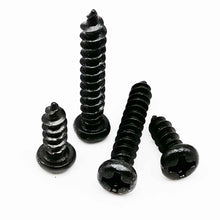 Load image into Gallery viewer, 100pcs M1 M1.2 M1.4 M1.7 M2 M2.6 M3 M3.5 Black Steel Mini Micro Phillips Flat Countersunk Round Pan Head Self tapping Wood Screw
