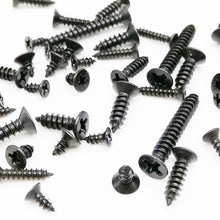 Load image into Gallery viewer, 100pcs M1 M1.2 M1.4 M1.7 M2 M2.6 M3 M3.5 Black Steel Mini Micro Phillips Flat Countersunk Round Pan Head Self tapping Wood Screw
