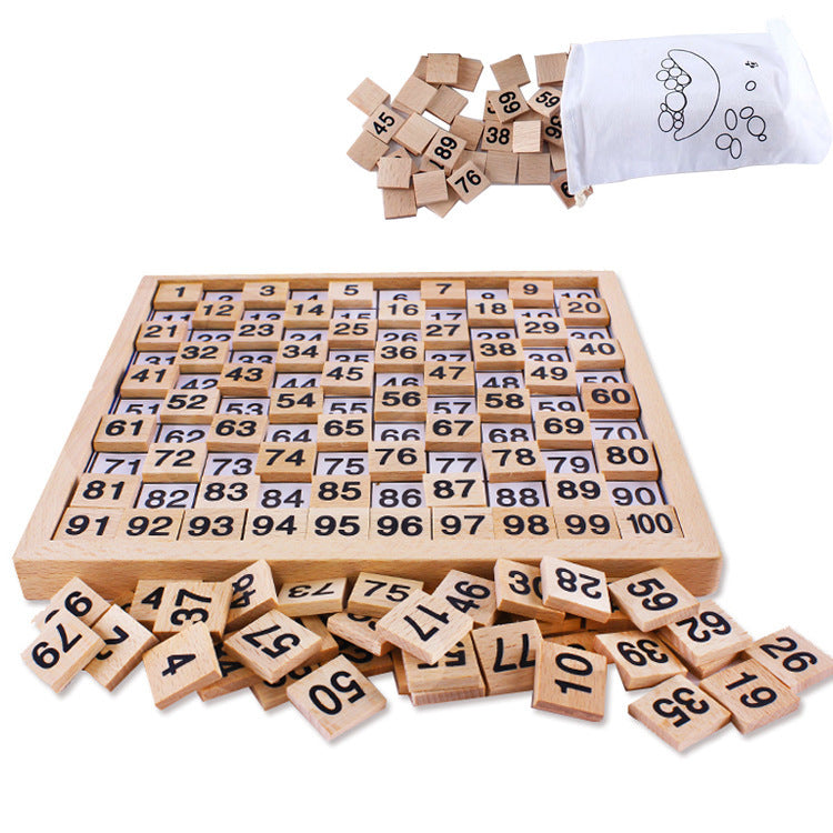 1-100 Digital Connection Plate Children's Early Education Numbers Toy Wooden Math Teaching Aids