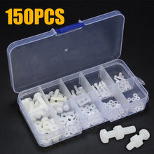 Load image into Gallery viewer, 150pcs White Nylon Hex Screw M2 M2.5 M3 M4 M5 Bolt Nut Standoff Spacer Kit with Plastic Box Corrosion Resistant
