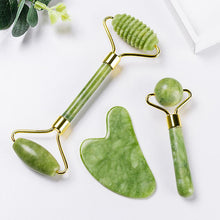 Load image into Gallery viewer, Ridged Roller Only Facial Massage Roller Guasha Board Kit Double Heads Jade Stone Face Lift Skin Relaxation Slimming BeAUty Tool Fa0001
