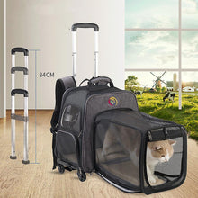 Load image into Gallery viewer, Grey Expandabale And Portable Rod Cat Dog'S Case On Wheel Breathable Pet Carrier Bag Outdoor Travel Backpack Fa0984
