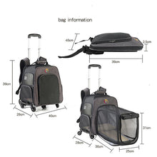 Load image into Gallery viewer, Grey Expandabale And Portable Rod Cat Dog'S Case On Wheel Breathable Pet Carrier Bag Outdoor Travel Backpack Fa0984
