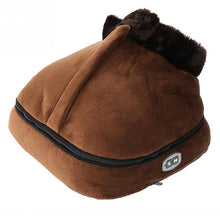 Load image into Gallery viewer, UK Plug Electric Heated Foot Warmer Cosy Unisex Velvet Feet Heated Massager Big Slipper Shoes Fa1909
