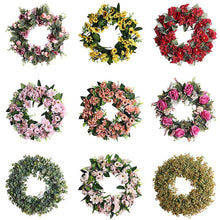 Load image into Gallery viewer, 1# Artificial Rose Flower Wreath Simulation Eucalyptus Garland Wedding Home Decor Zf0766
