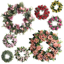 Load image into Gallery viewer, 1# Artificial Rose Flower Wreath Simulation Eucalyptus Garland Wedding Home Decor Zf0766
