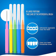 Load image into Gallery viewer, Blue 60pcs L Shaped Interdental Brush Floss Interdental Cleaners Orthodontic Dental Teeth Brush Toothpick Oral Care Tool
