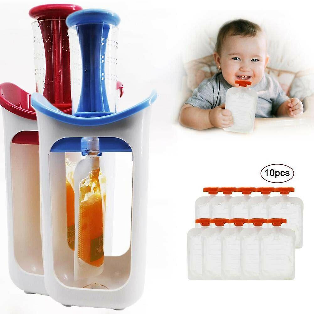 10 Pcs Bags Baby Puree Squeezer Food Squeezer Fruit Juice Dispenser Storage Pouch Zf1053