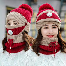 Load image into Gallery viewer, 3 Pieces Set Women's Knitted Hat Scarf Caps Neck Warmer Winter Hat for Ladies Girls Skullies Beanies Warm Fleece Caps
