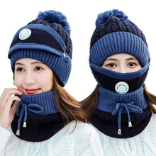 Load image into Gallery viewer, 3 Pieces Set Women's Knitted Hat Scarf Caps Neck Warmer Winter Hat for Ladies Girls Skullies Beanies Warm Fleece Caps
