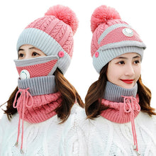 Load image into Gallery viewer, 3 Pieces Set Women's Knitted Hat Scarf Caps Neck Warmer Winter Hat for Ladies Girls Skullies Beanies Warm Fleece Caps
