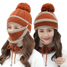 Load image into Gallery viewer, 3 Pieces Set Women's Knitted Hat Scarf Caps Neck Warmer Winter Hat for Ladies Girls Skullies Beanies Warm Fleece Caps
