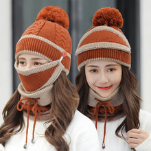Load image into Gallery viewer, 3 Pieces Set Women's Knitted Hat Scarf Caps Neck Warmer Winter Hat for Ladies Girls Skullies Beanies Warm Fleece Caps
