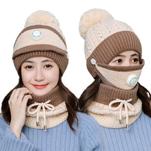 Load image into Gallery viewer, 3 Pieces Set Women's Knitted Hat Scarf Caps Neck Warmer Winter Hat for Ladies Girls Skullies Beanies Warm Fleece Caps
