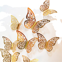 Load image into Gallery viewer, 12Pcs 4D Hollow Butterfly Wall Sticker DIY Home Decoration Wall Stickers wedding Party Wedding Decors Butterfly Kids Room Decors
