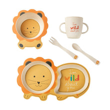 Load image into Gallery viewer, 5Pcs/set Cute Cartoon Animals Bamboo Fiber Kids Baby Children Solid Feeding Dinnerware Tableware Set Plate Bowl Cup Fork Spoon
