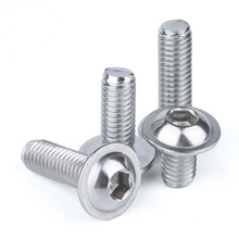 Load image into Gallery viewer, 10-20pcs M3 M4 M5 M6 304 Stainless Steel Half Round Button Flange Head With Washer Inner Hex Socket Allen  Bolt ISO7380.2
