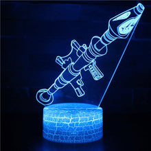 Load image into Gallery viewer, 3D Illusion Night Lights M4A1 Arms LED Table Lamp USB Atmosphere Lamp AK47 Machine Gun Lights Model Toys for Kids Christmas Gift
