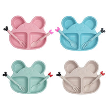 Load image into Gallery viewer, Children Cute Cartoon Bear Tableware Set Wheat Straw Baby Dinner Plate Feeding Dishes Toddler Training Bowl Spoon Fork for Kids
