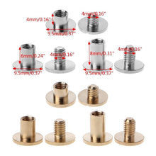 Load image into Gallery viewer, 10 Pairs Brass Chicago  Posts Belt Button for Leather Bookbinding Crafts
