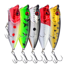 Load image into Gallery viewer, 1pcs Fishing Lures 6.5cm/12g Topwater Popper Bait 5 Color Hard Bait Artificial Wobblers Plastic Fishing Tackle With 6# Hooks
